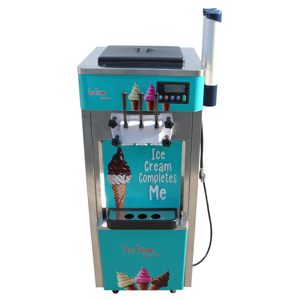 3 Flavor Commercial Soft Ice Cream Making Machine Soft Cone Floor Type Movable