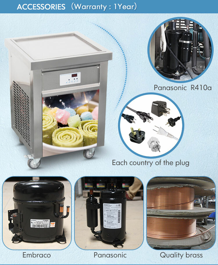 USA 110V Kolice ETL Commercial square pan fried ice ceram machine