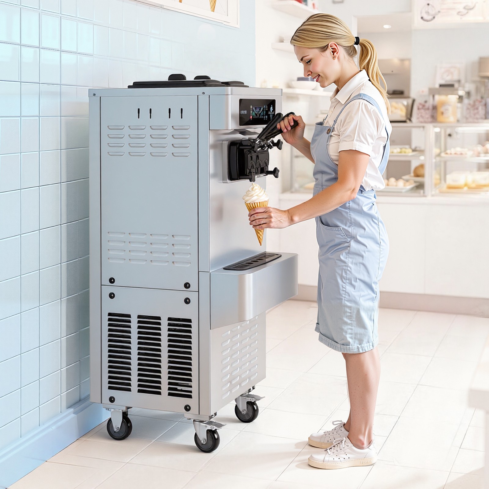 VEVOR Commercial Ice Cream Machine 2200W 3-Flavor Soft Serve Ice Cream Maker