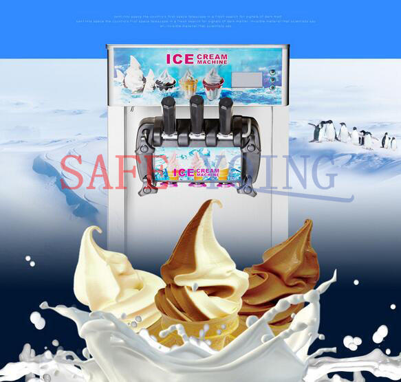 3 Flavor Commercial Frozen Ice Cream Cones Machine Soft Ice Cream Machine 220V