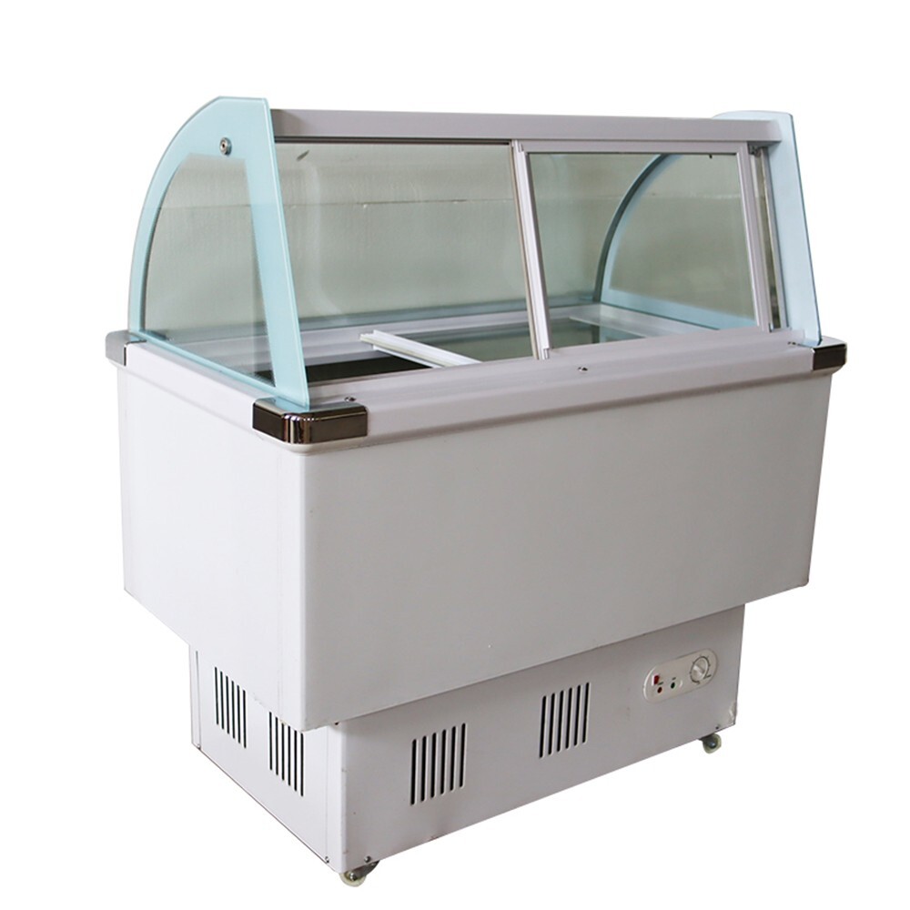 12 Pans Ice Cream Showcase 220V Hard Ice Cream Display Case Freezer LED Lighting