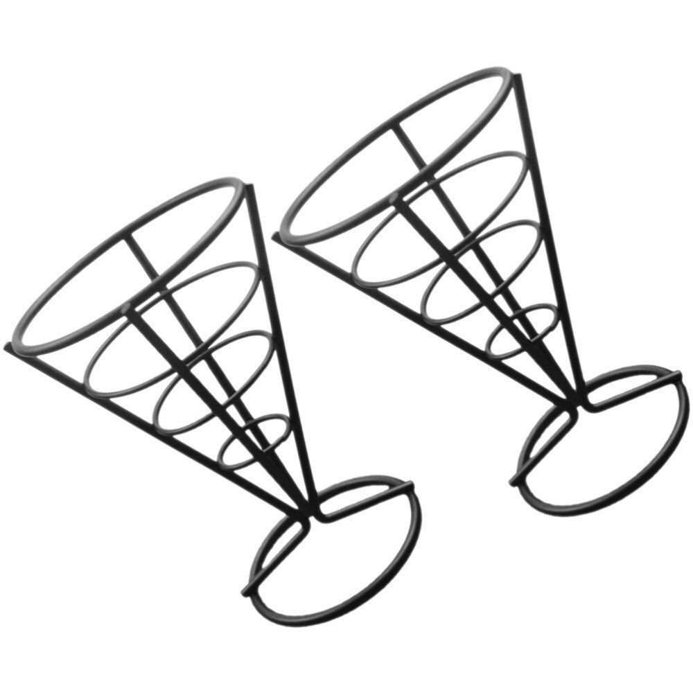 2pcs fries cups French Fry Stands Cone Metal Wire Snack Basket Appetizer