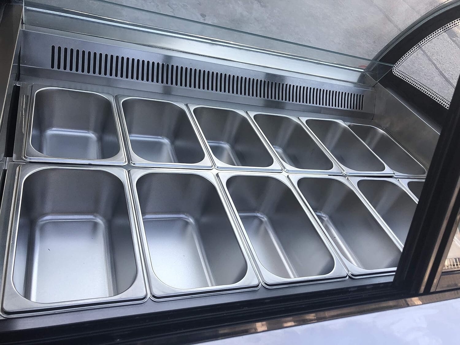 Kolice Air convection design 8 pans Gelato Display Freezer, anti-fog glass