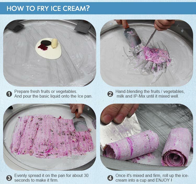 Kolice Countertop fried ice cream roll machine rolled ice cream with 3 buckets