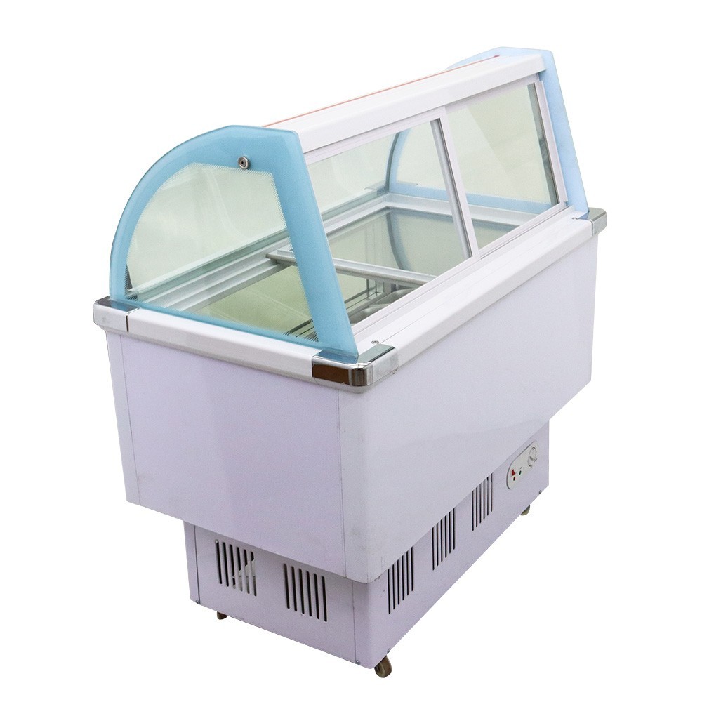 Commercial 12 Pan Ice Hard Cream Showcase Gelato Freezer w/LED Light 220V 215W