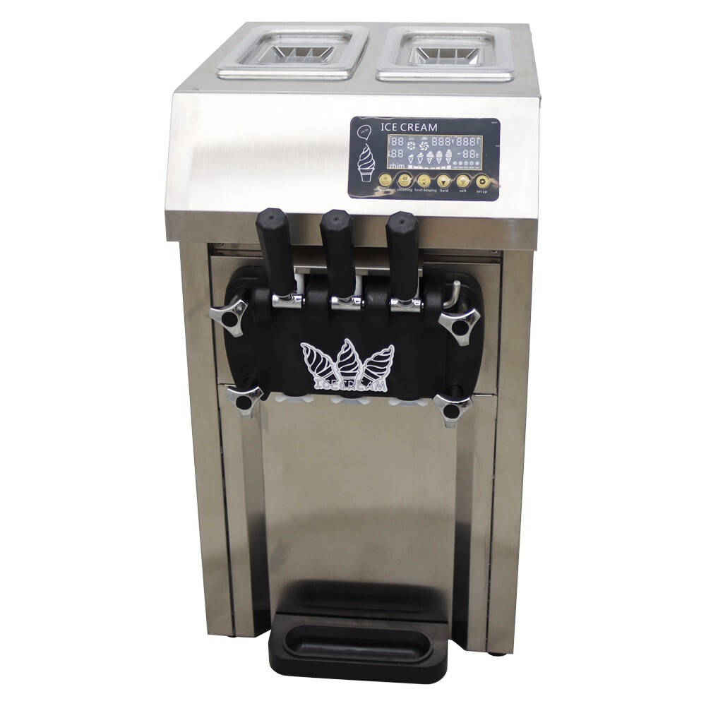 110V 3 Flavors Soft Ice Cream Machine Pre-cooling Ice Cream Maker 3.6L 2-Tank