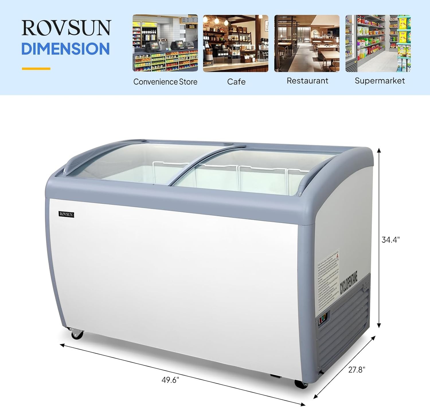 Commercial Ice Cream Freezer Display Case, Glass Top Chest Freezer-12.7 cu. ft.