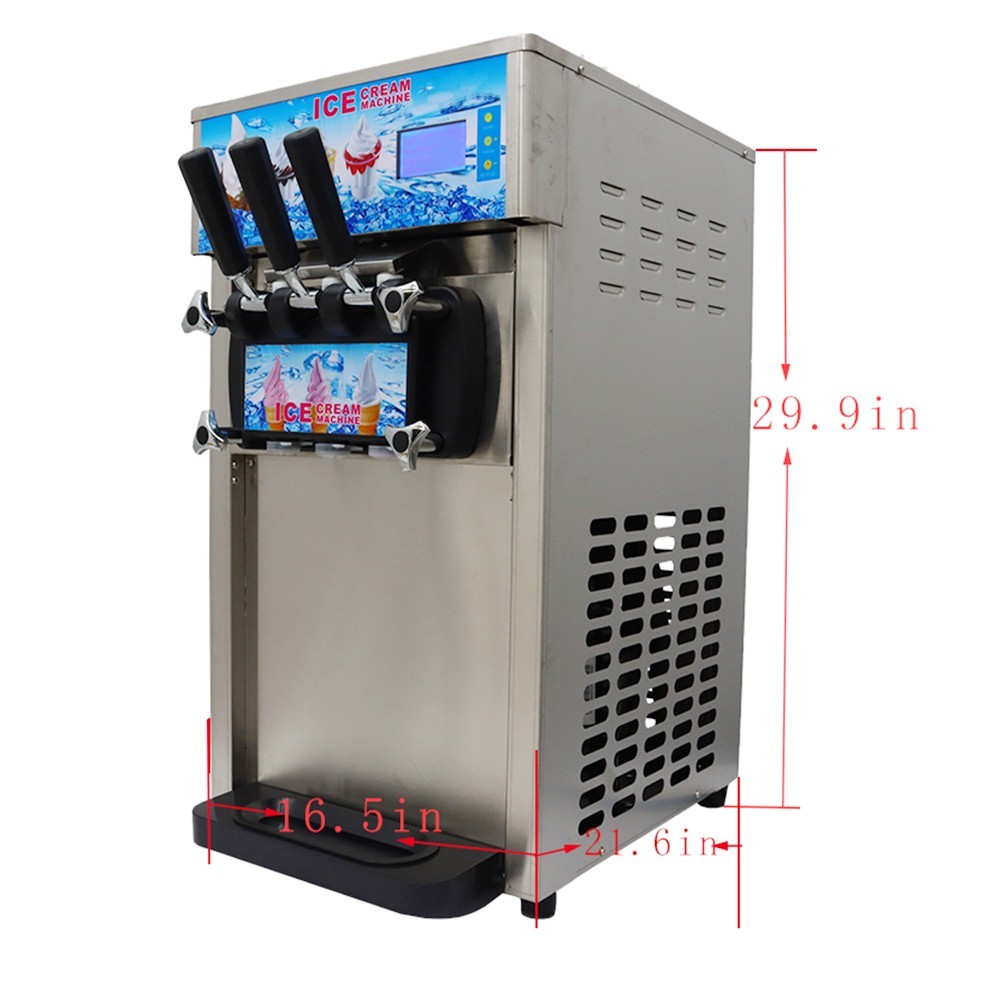 Countertop 3 Head Soft Serve Ice Cream Machine 16-18L/H Ice Cream Maker for Shop