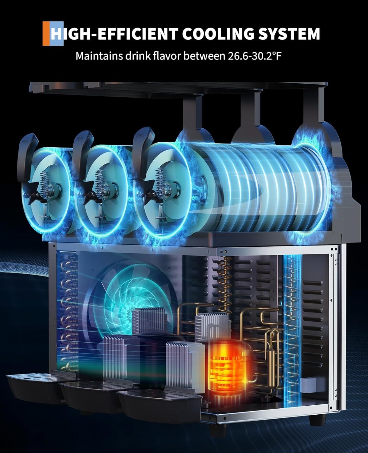 ⚡Commercial Slushy Machine 15L×3 Triple Tank, 45L Frozen Drink Machine, 180 Cups