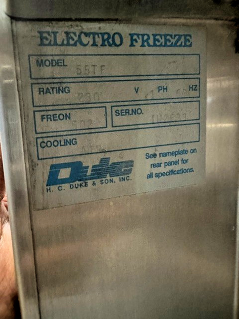 ELECTRO FREEZE 55TF-213 AIR COOLED 1PH 2 FLAVOR SOFT SERVE ICE CREAM MACHINE