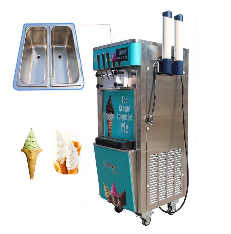Commercial Soft Serve Ice Cream Machine Ice Cream Maker 3 Head Easy Operate Tool