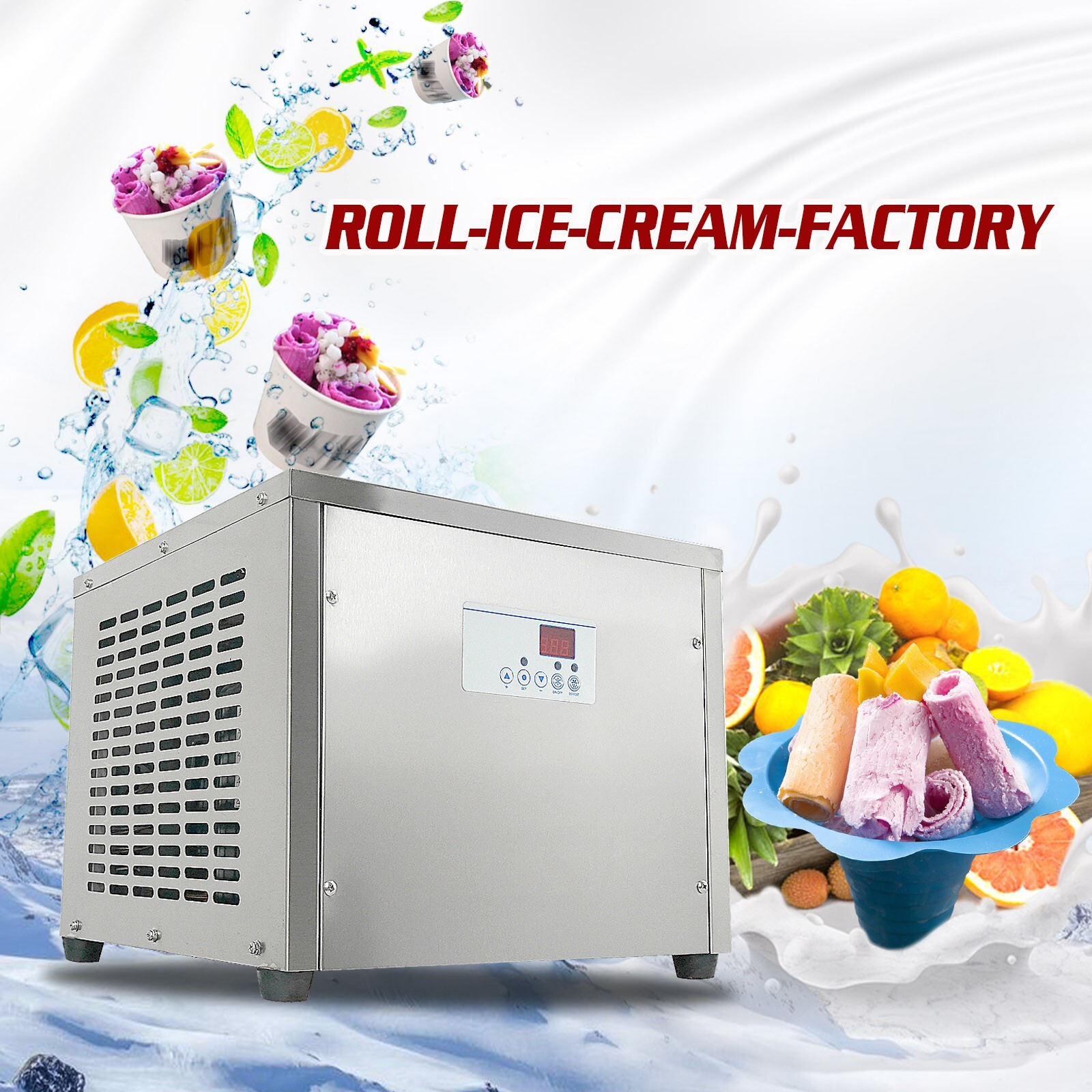 Kolice USA Countertop commercial single square roll ice cream machine 45x45cm