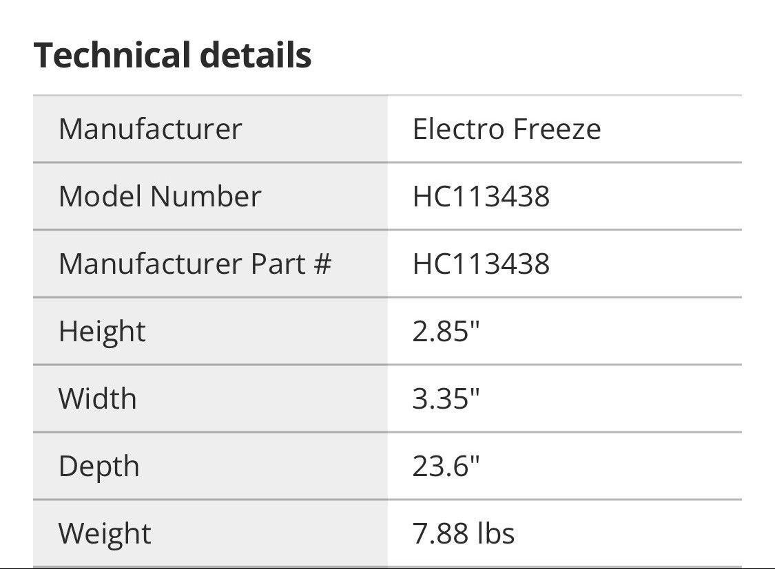 Electro Freeze HC113438 SHAFT-ASSEMBLY BEATER
