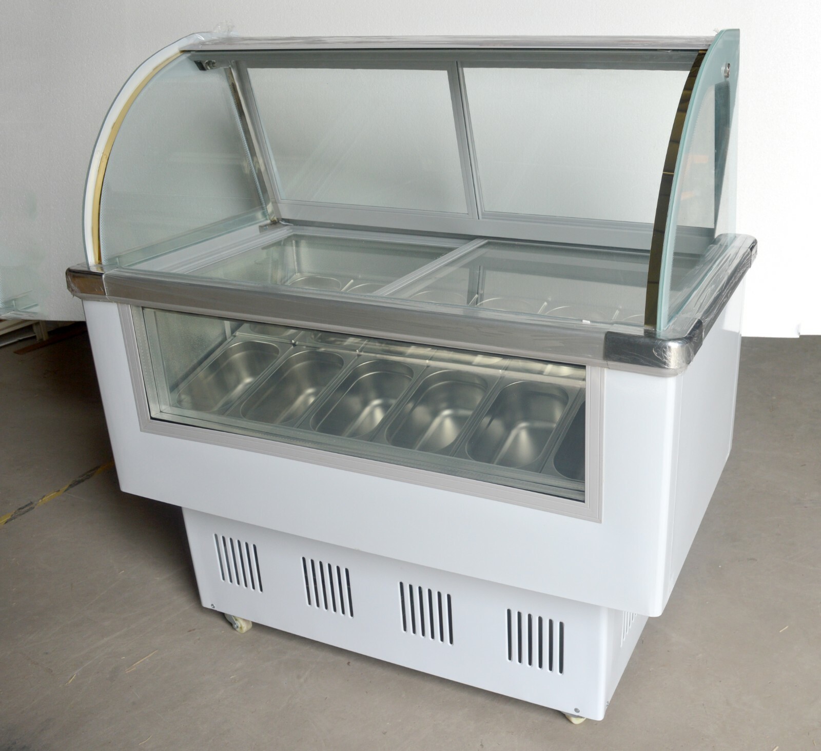 12 Pans Ice Cream Showcase LED Light Gelato Serve Hard Ice Cream Machine 220v