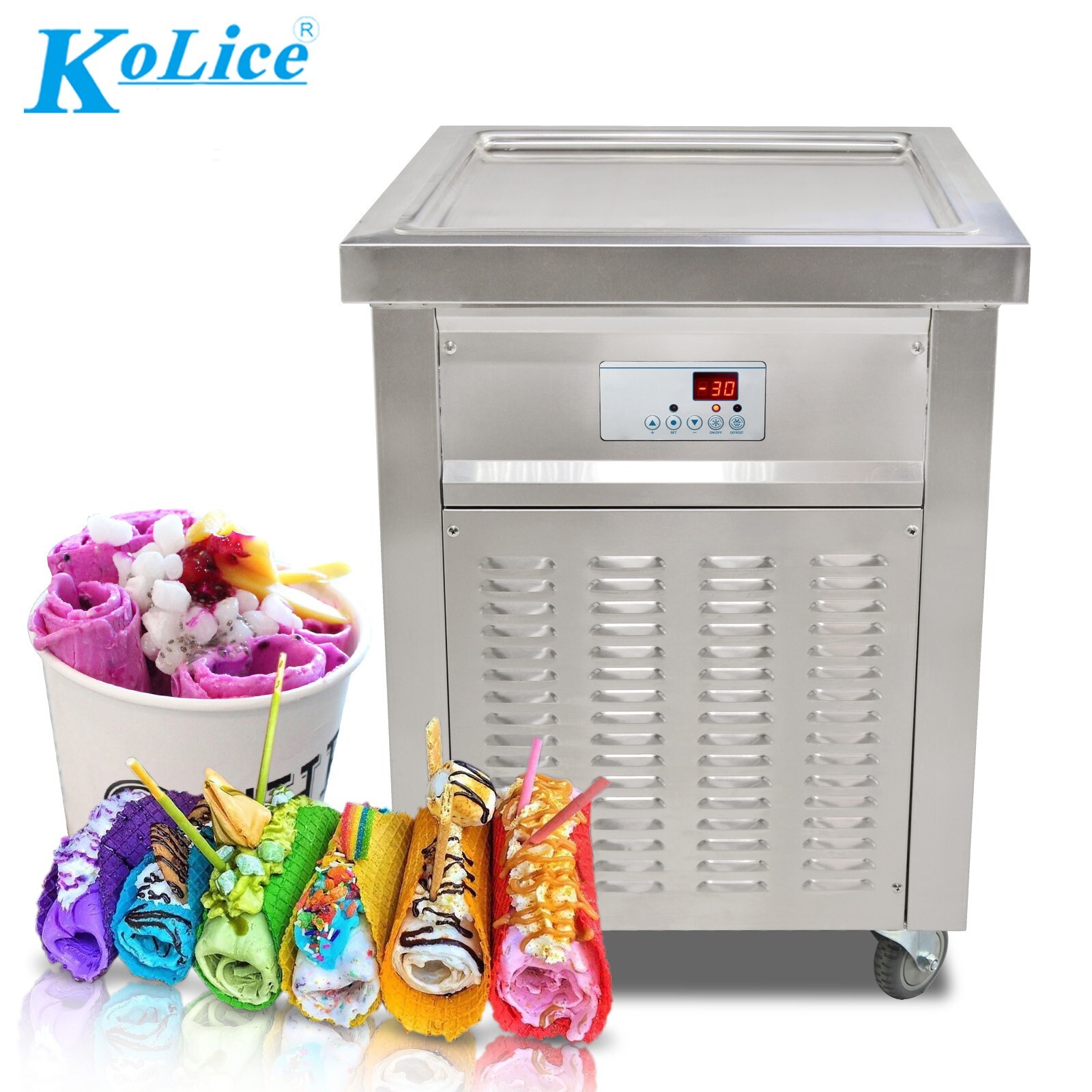 Kolice Commercial 21″x21″ ETL Single Square Ice Pan Fry Ice Cream Roll Machine