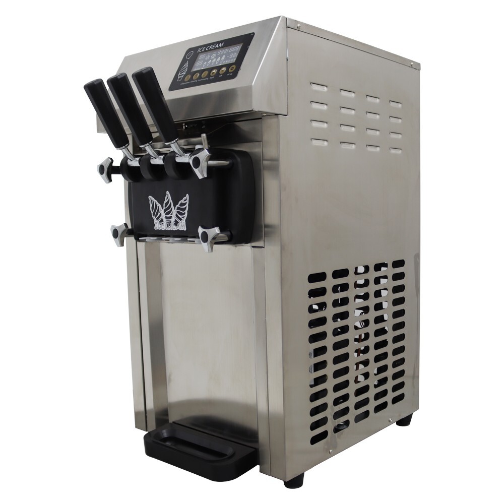 110V 3 Flavors Soft Ice Cream Machine Pre-cooling Ice Cream Maker 3.6L 2-Tank