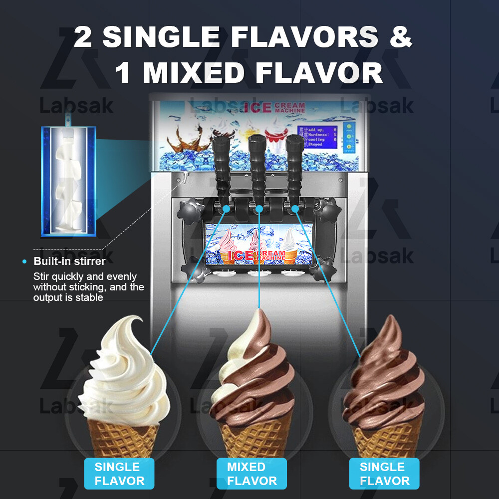 Soft Serve Ice Cream Machine Commercial Mix Flavor Soft Hard Ice Cream Cone