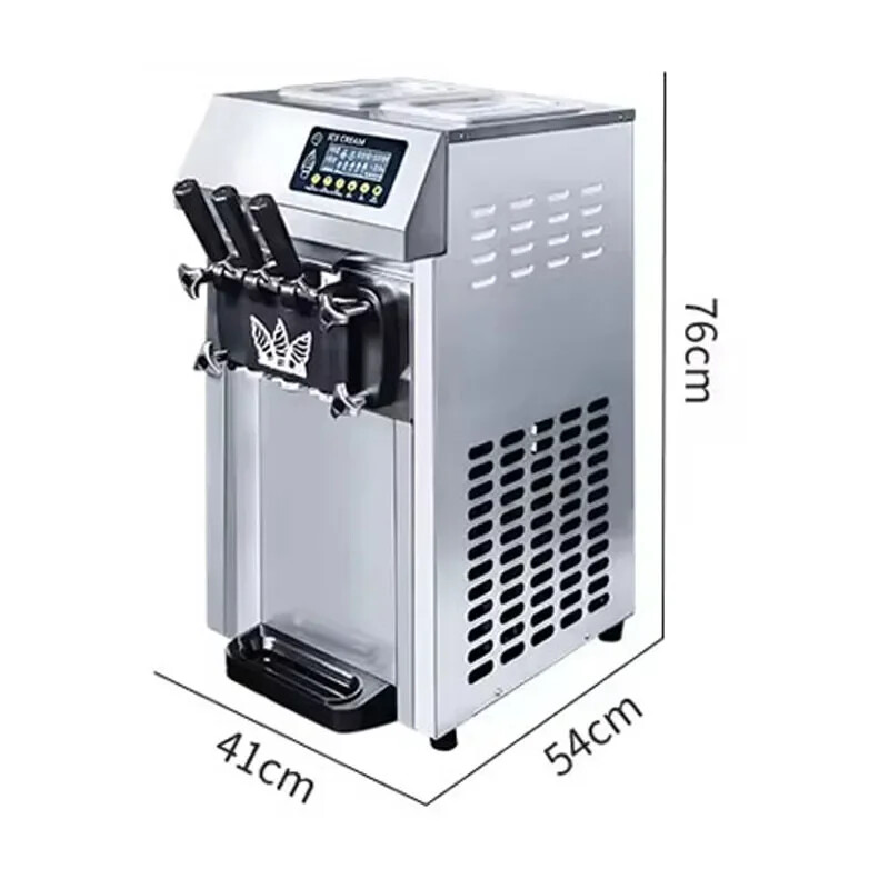 VEVOR 18-20L/h Commercial Ice Cream Machine Countertop Soft Serve Maker 3Flavors
