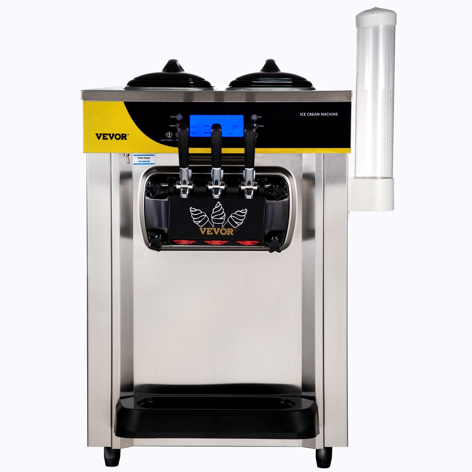VEVOR Countertop Soft Serve Ice Cream Maker 22-30L/H 2200W Frozen Yogurt Machine