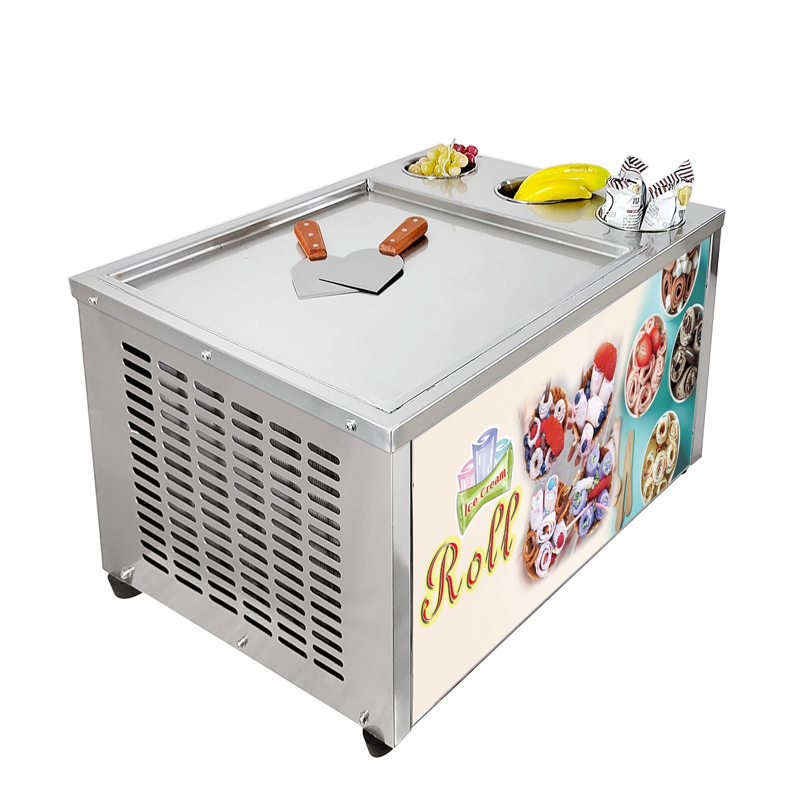 Kolice commercial 45x45cm fry ice cream machine, single square ice pan – 3 tank