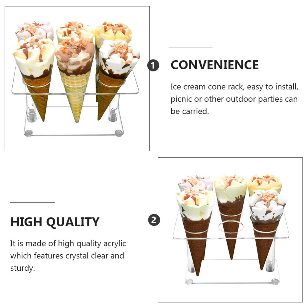 Acrylic Ice Cream Holder DIY Ice Cream Cone Stand Wedding Dessert Display Holder