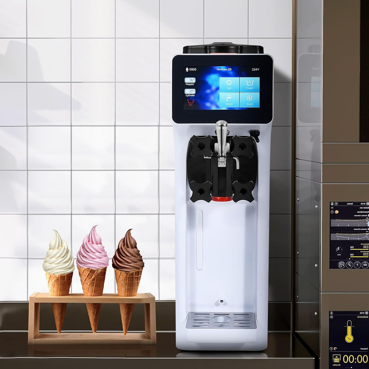 Commercial Ice Cream Machine, 1000W Single Flavor Soft Serve Ice Cream Maker, 10