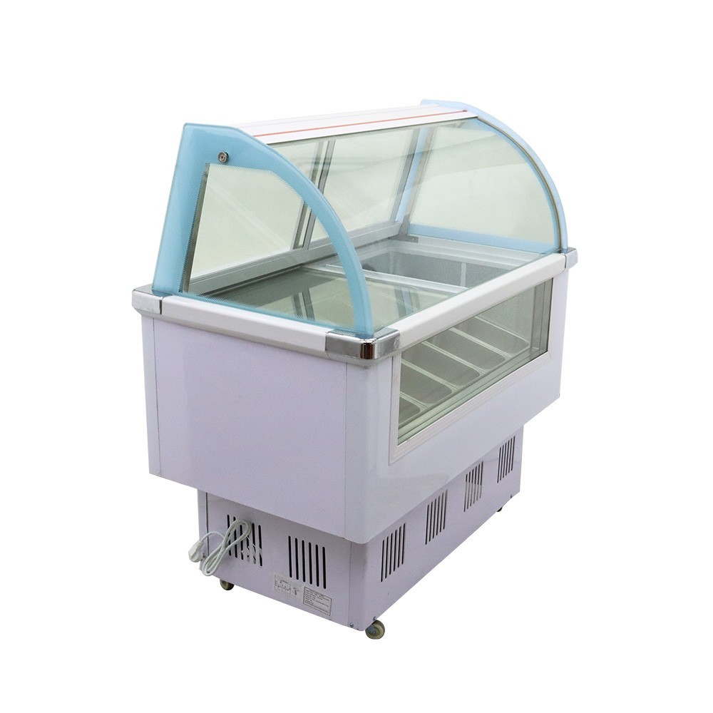 Commercial 12 Pan Ice Hard Cream Showcase Gelato Freezer w/LED Light&Wheel 220V