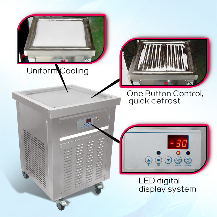Kolice Commercial 21″x21″ ETL Single Square Ice Pan Fry Ice Cream Roll Machine