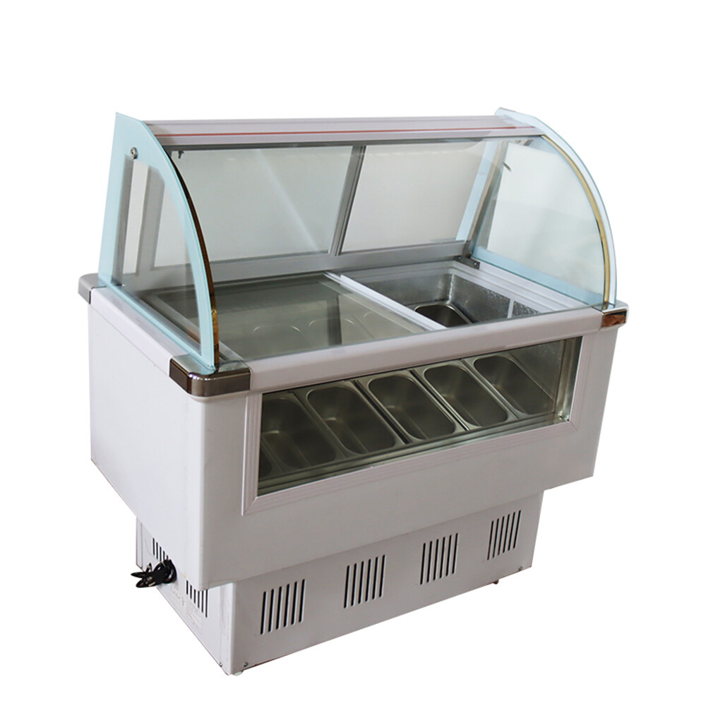 12 Pans Hard Ice Cream Dipping Cabinet 170L Freezer Showcase Rear Door 220V