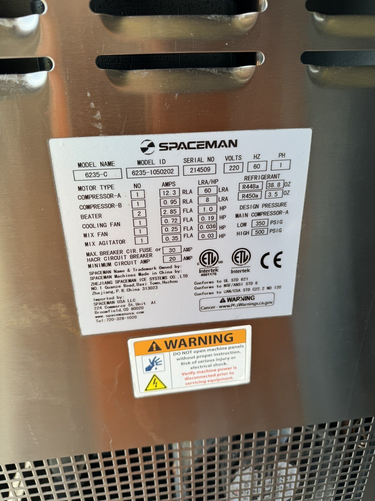 Spaceman Ice Cream machine Air cooled Two Flavor Soft Served Model 6235-C FX