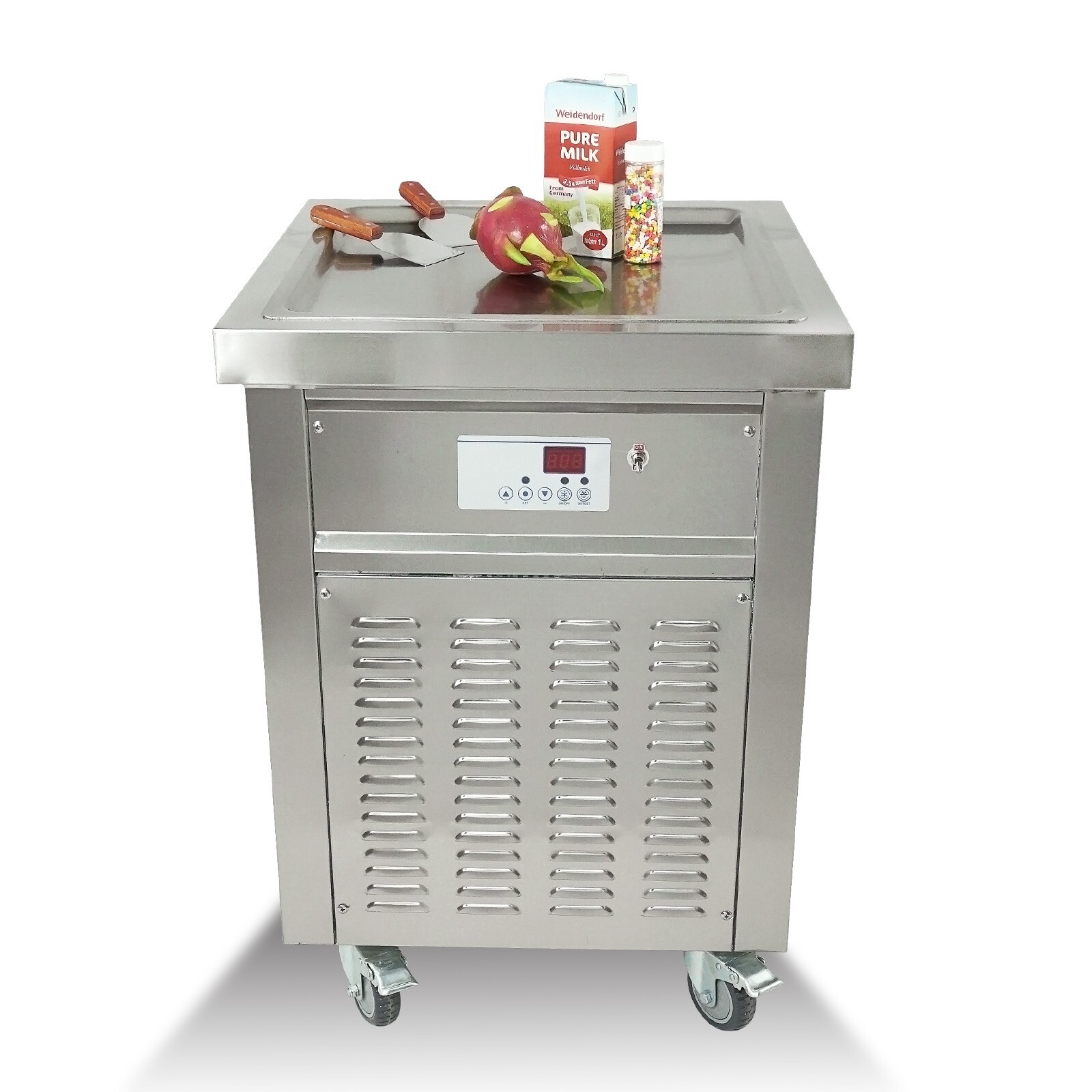 Kolice Commercial ETL rolled ice cream machine 22″x22″ square pan auto defrost