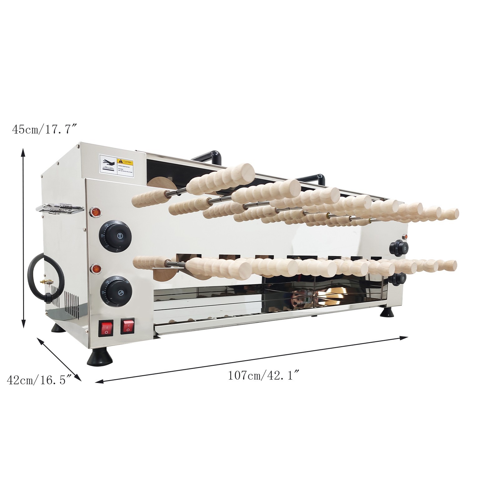 220V 6KW Electric Chimney Cake Roll Oven Maker 16Pcs Stainless Steel Ice Cream C