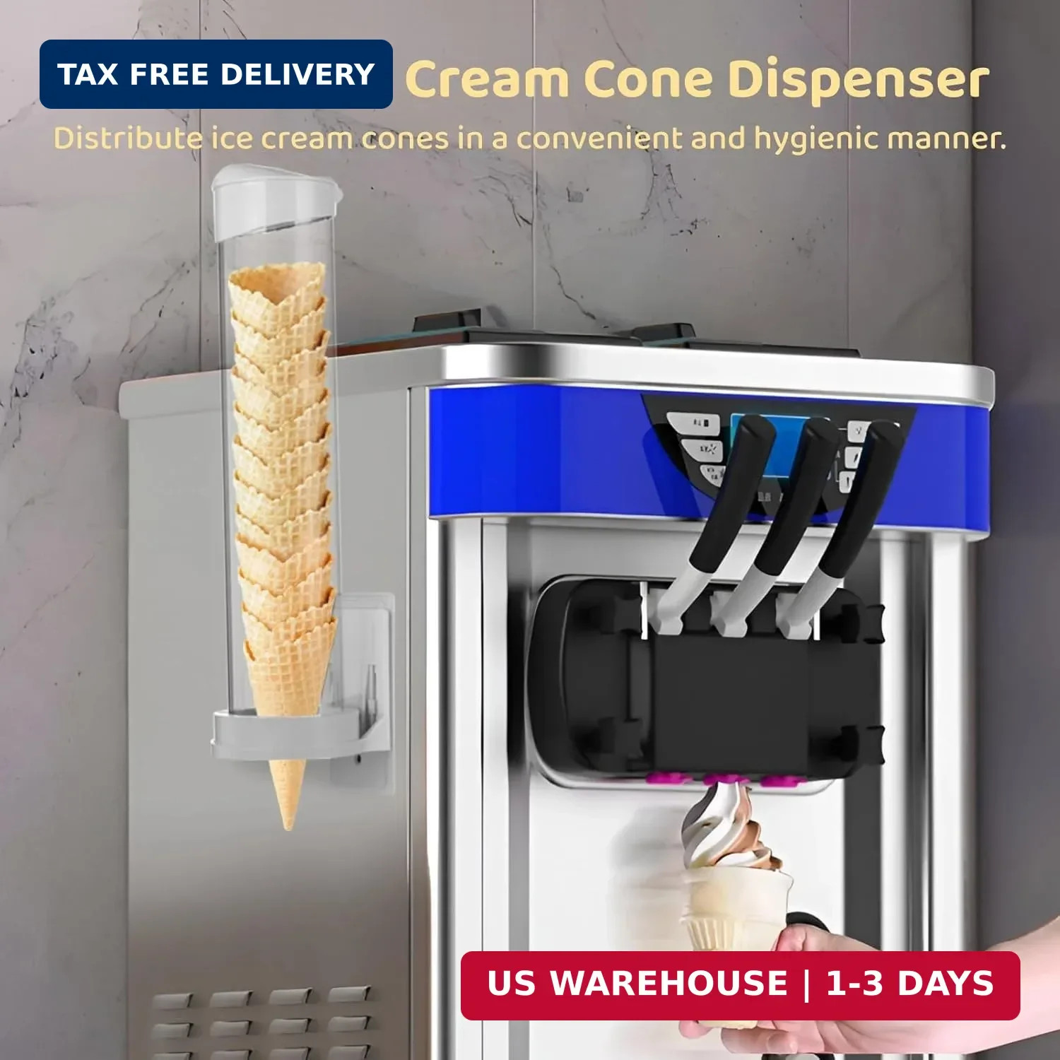 2PCS 16” Resturant Ice Cream Cone Dispenser (Commercial), Fit for Most Cone & W