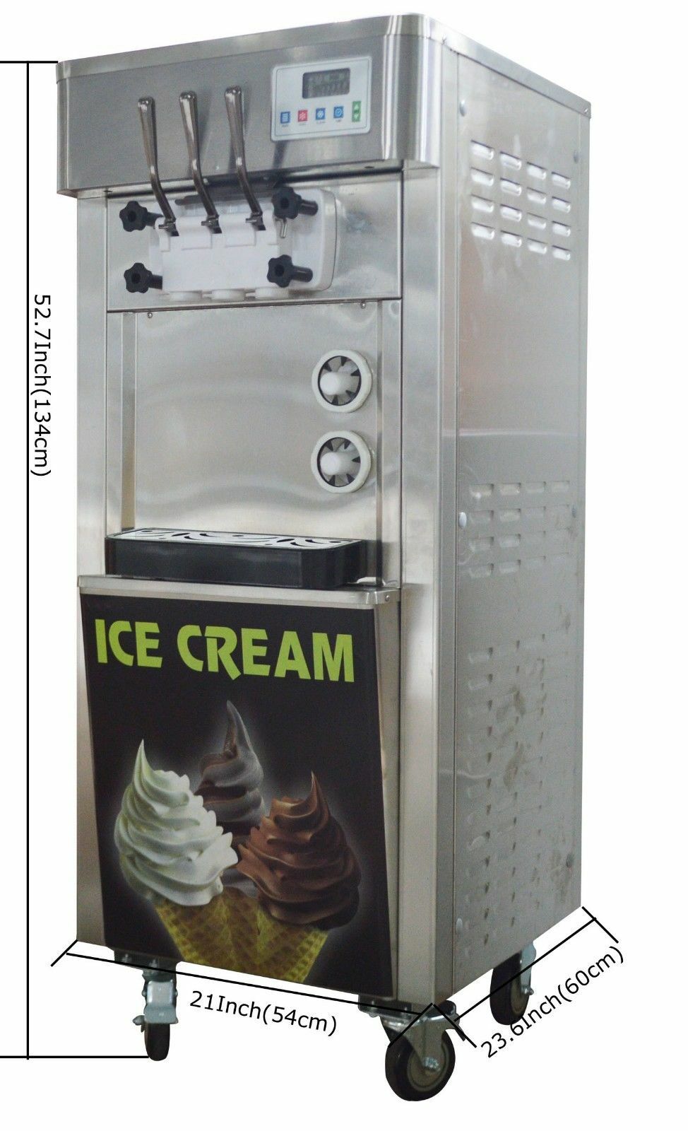 TECHTONGDA Soft Ice Cream Machine for Commercial Cold Drink Shop 3 Heads 110V