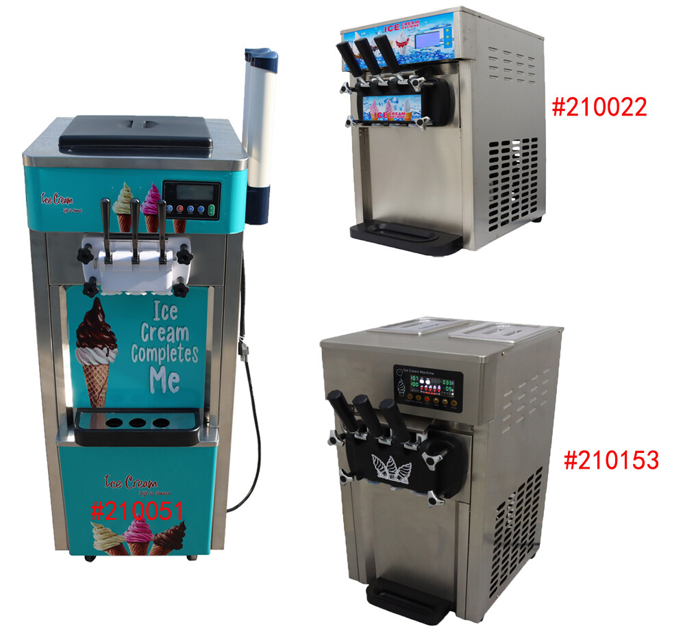 3-Head Commercial Soft Ice Cream Mahcine 110V 2Tank Hardness Adjust Large Output