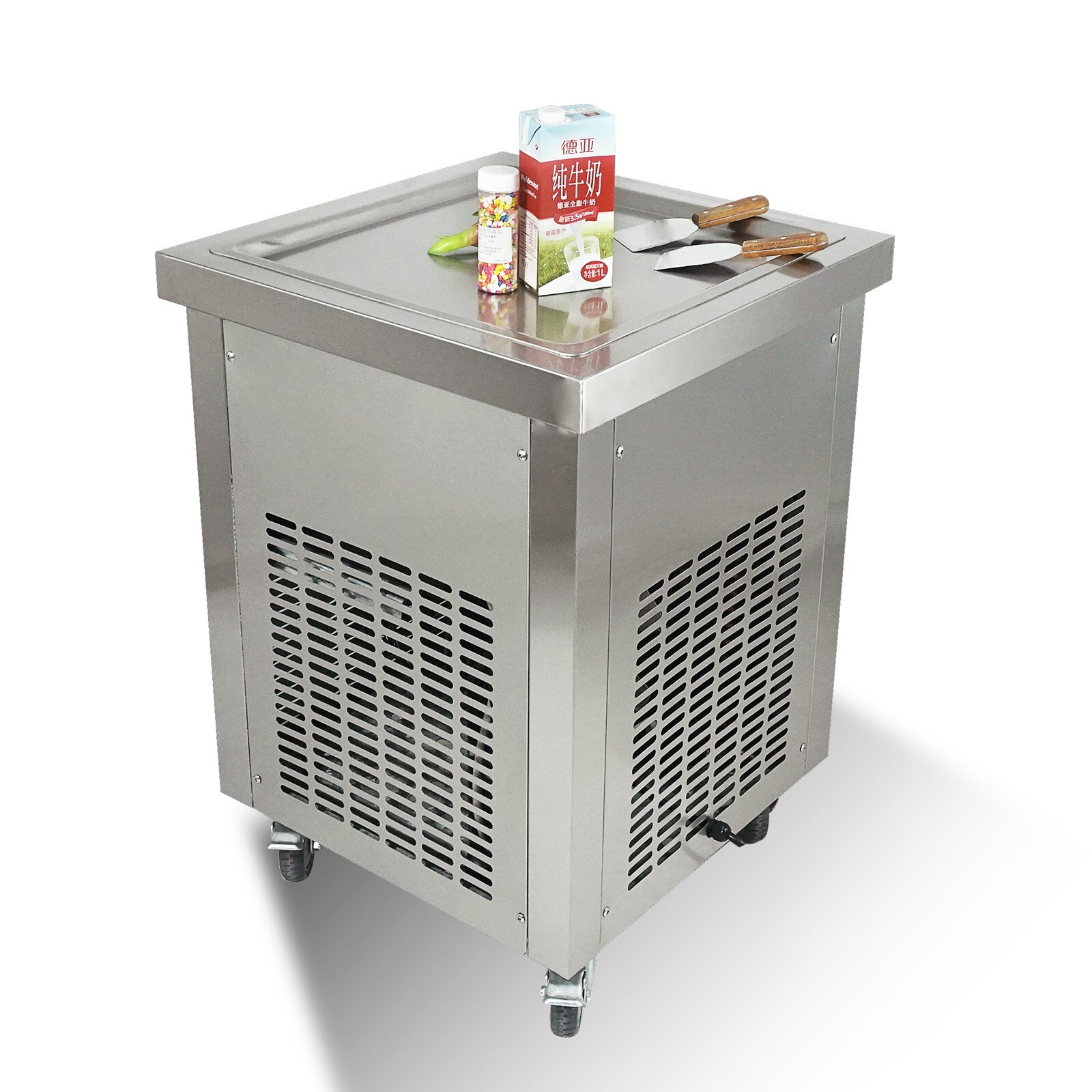 Kolice Commercial ETL rolled ice cream machine 22″x22″ square pan auto defrost
