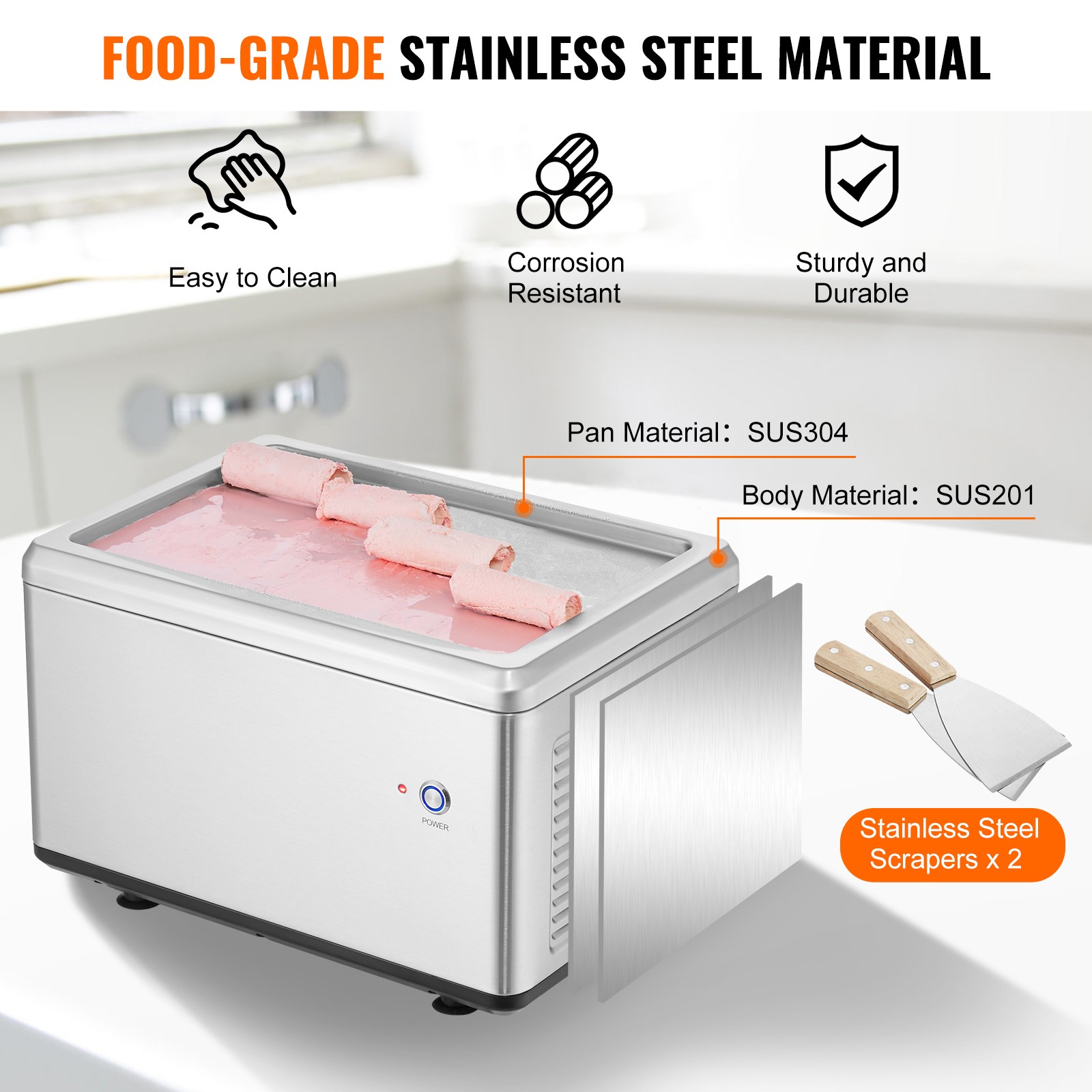 VEVOR Fried Ice Cream Machine Ice Roll Maker Rolled Yogurt Maker 12.6″x8.5″ Pan