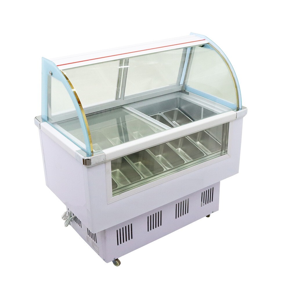 220V Commercial 12 Pan Hard Ice Cream Showcase with LED Light 215W 170L 210041