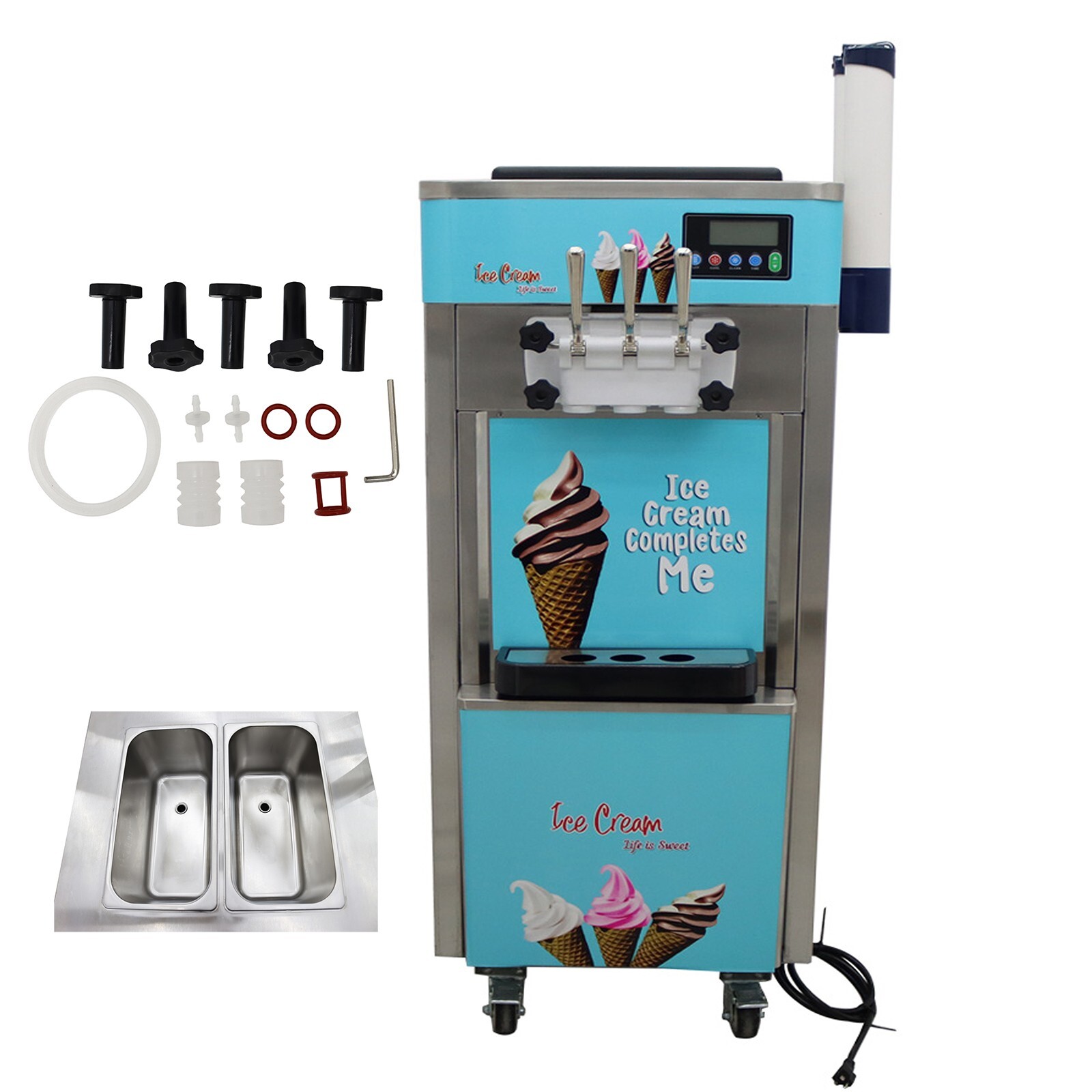 TECHTONGDA® Soft Serve Ice Cream Machine 20-30L/h Ice Cream Maker 6L/TankX2