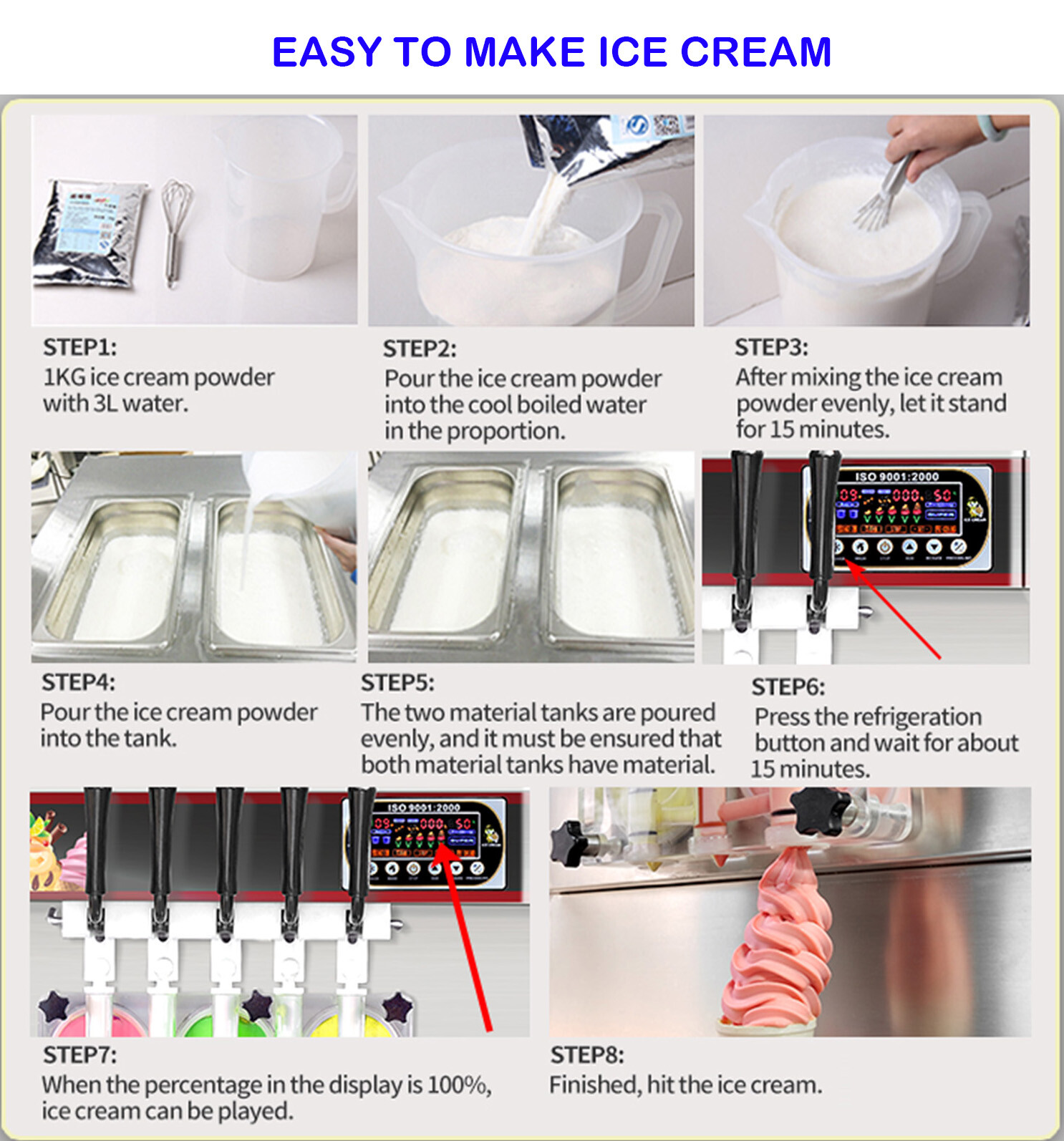 Kolice Commercial 3 flavors Soft Ice Cream Machine, 2+1 mixed flavors