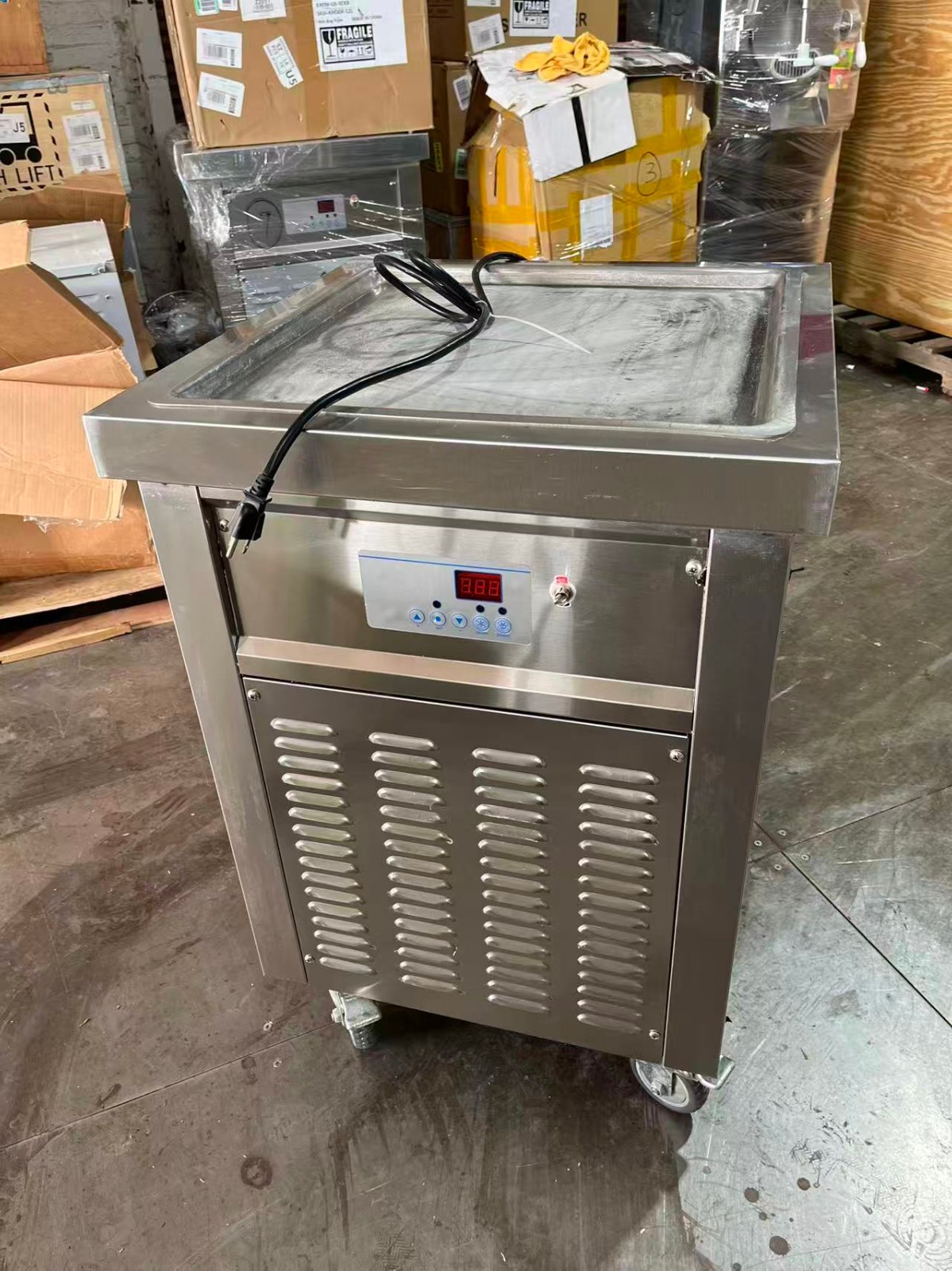 Kolice Commercial ETL 21″X21” Square Pan Fry Ice Cream Roll Machine,90% New