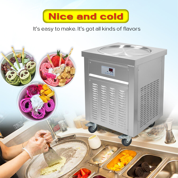 Kolice 22” Single Pan Fried Ice Cream Machine Rolled Ice Cream Machine-ETL CE