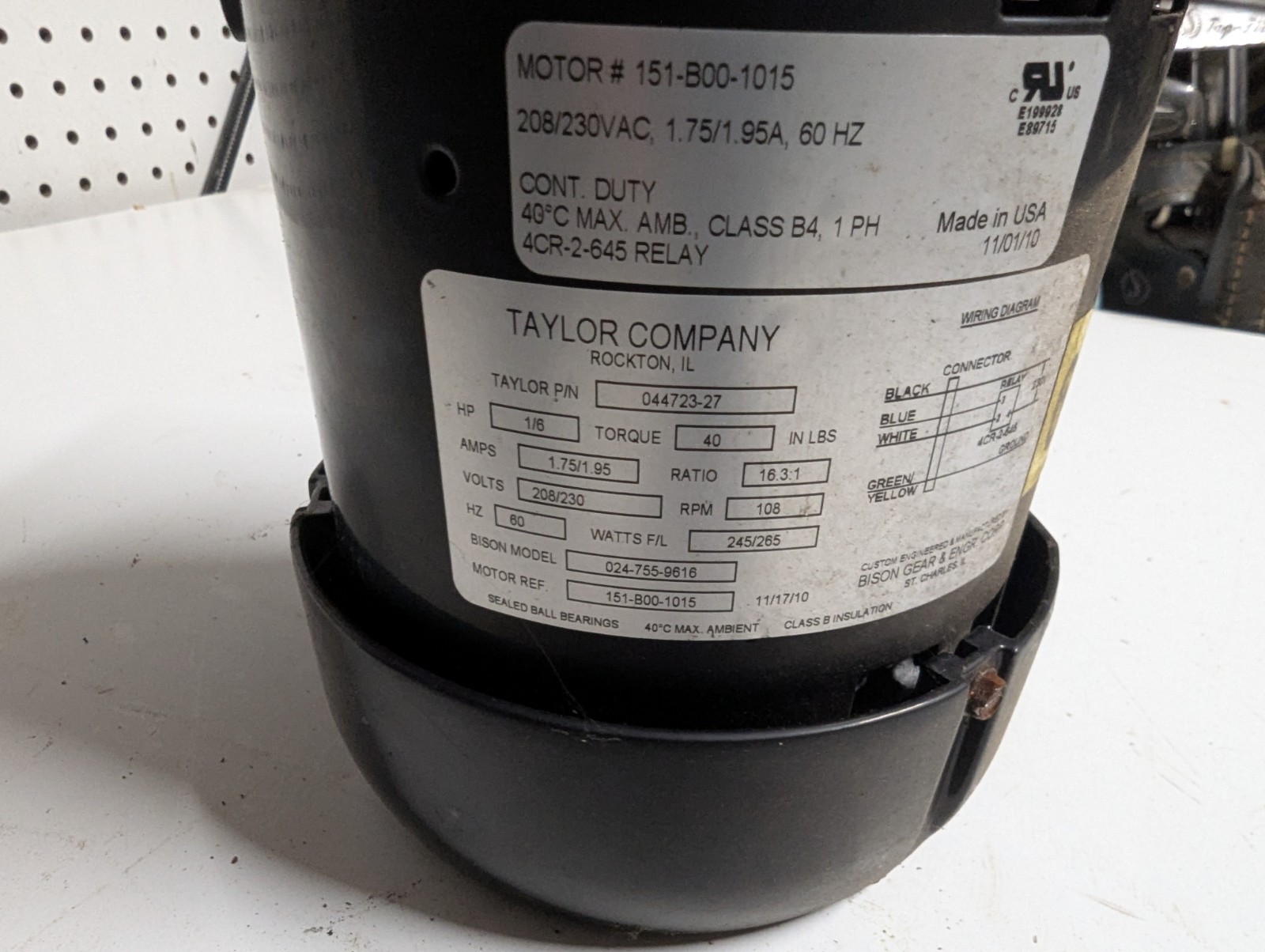 Taylor Freezers OEM 151-B00-1015 Motor & Gear Reducer 750 751 754 774 791