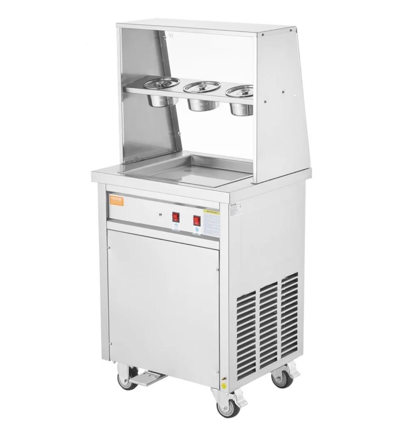 VEVOR Commercial Rolled Ice Cream Machine Single Pan, 1 Bucket CBJF-1DC-350