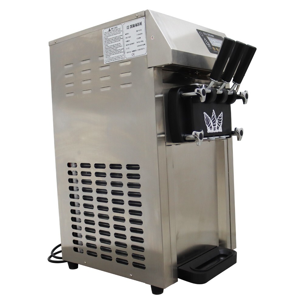 110V 3 Flavors Soft Ice Cream Machine Pre-cooling Ice Cream Maker 3.6L 2-Tank