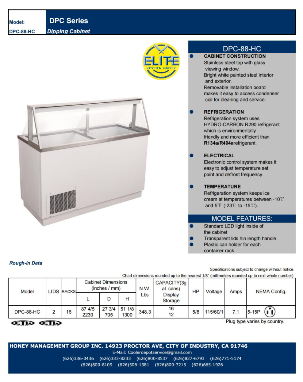 NSF 16 Can Ice Cream Cabinet Refrigerator Display Case Showcase Gelato Freezer