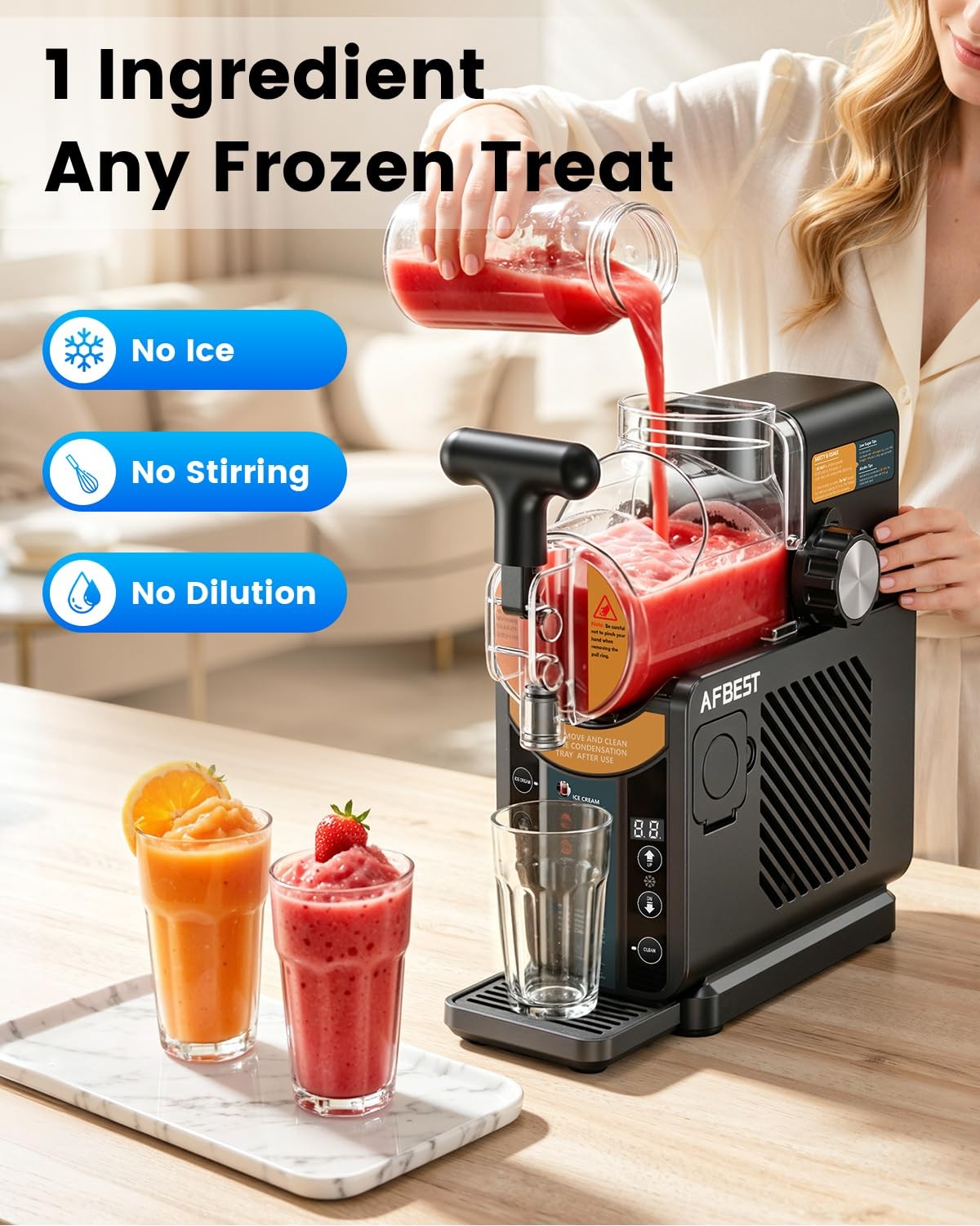 68 Oz Slushie Machine Soft Serve Ice Cream Milkshak Frozen Drink 5 Preset Modes