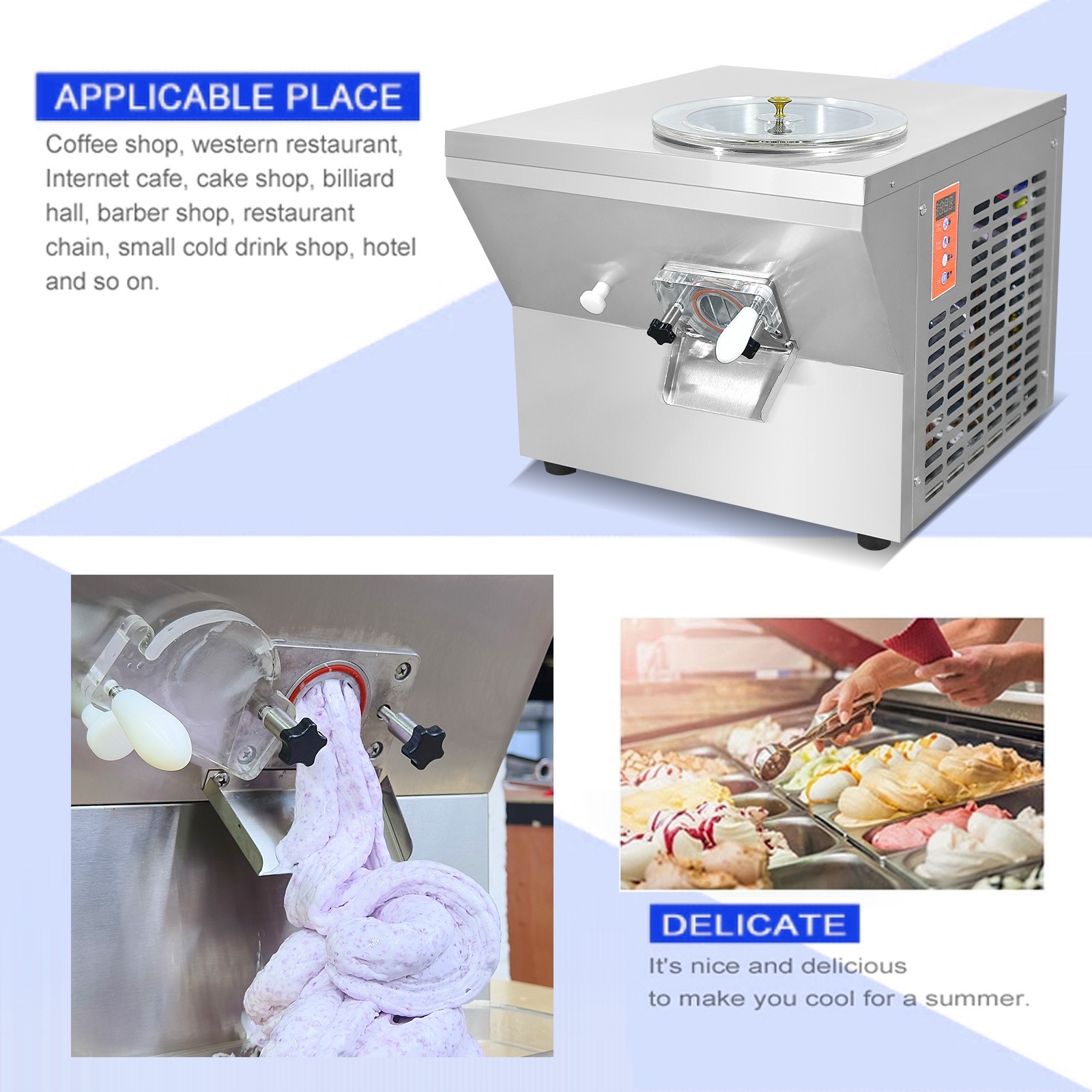 Kolice New Countertop Fresh Fruit Italian Hard ice Cream Machine 5.5 gallon/hour