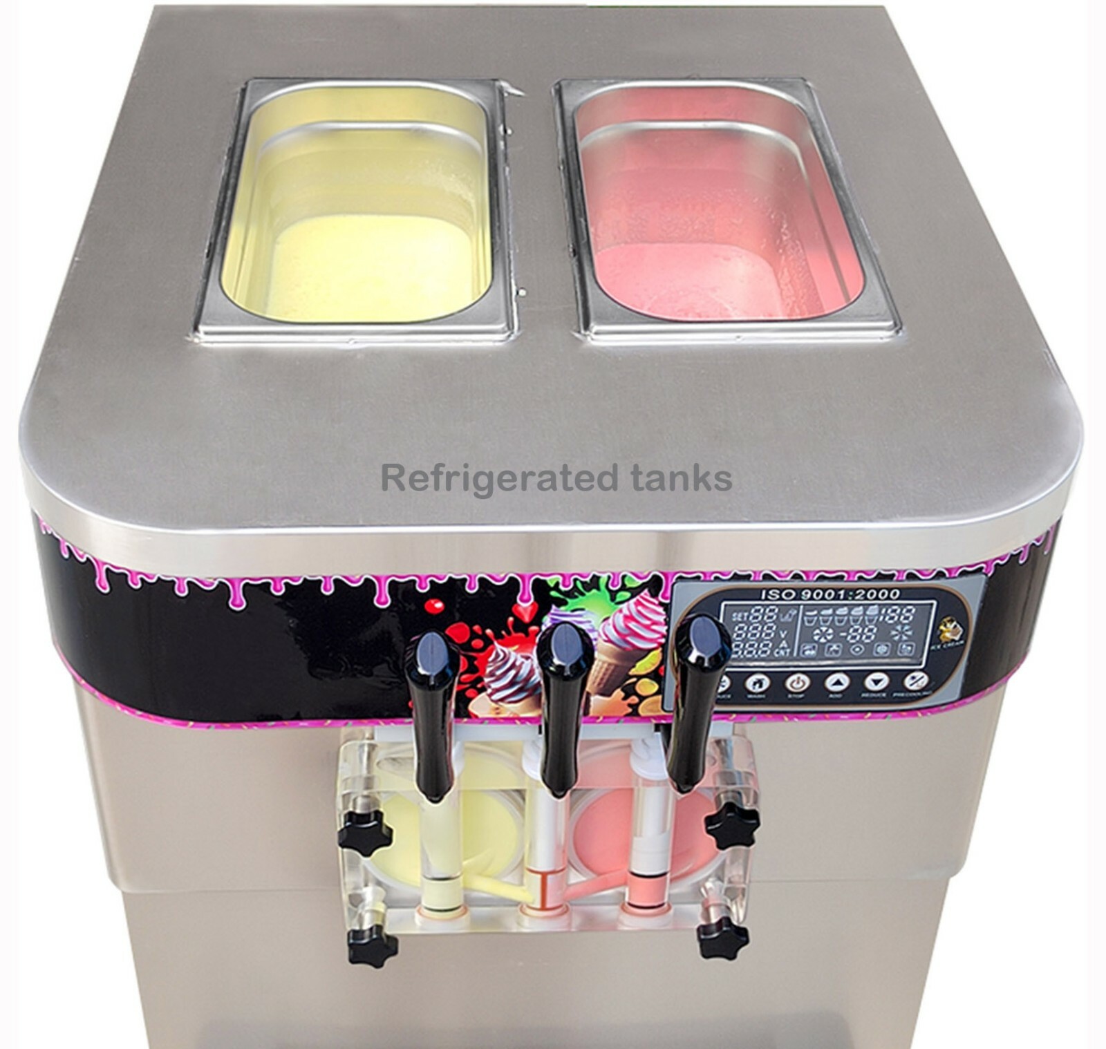 Kolice Commercial 3 flavors Soft Ice Cream Machine, 2+1 mixed flavors