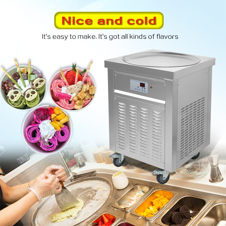 Kolice Commercial 22” Single Round Pan Rolled Ice Cream Machine,Ice Pan Machine